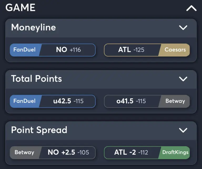 Falcons vs Saints - Best Odds